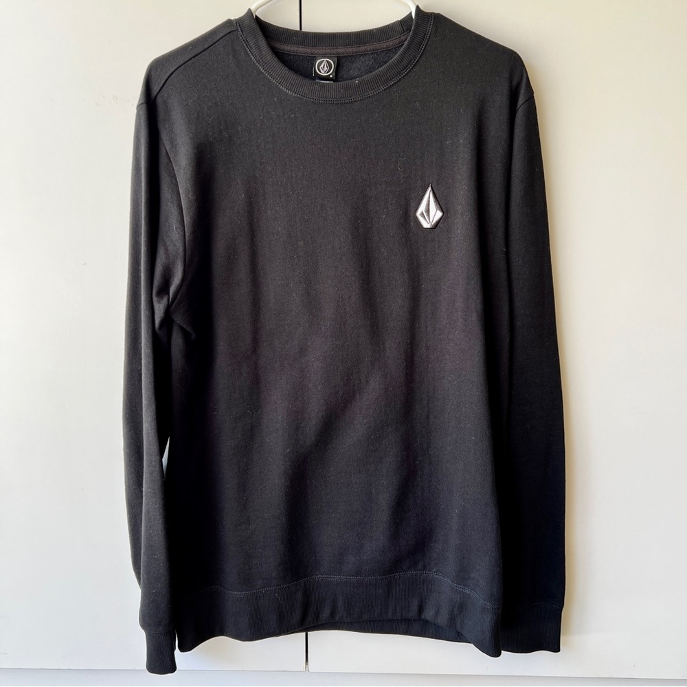 Volcom Iconic Stone Black Embroidered Logo Crewneck Sweatshirt